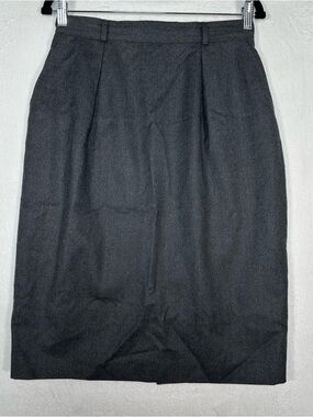 VTG Amanda Fielding Wool Midi Skirt 14 Dark Academia Coquette Grey Minimalist